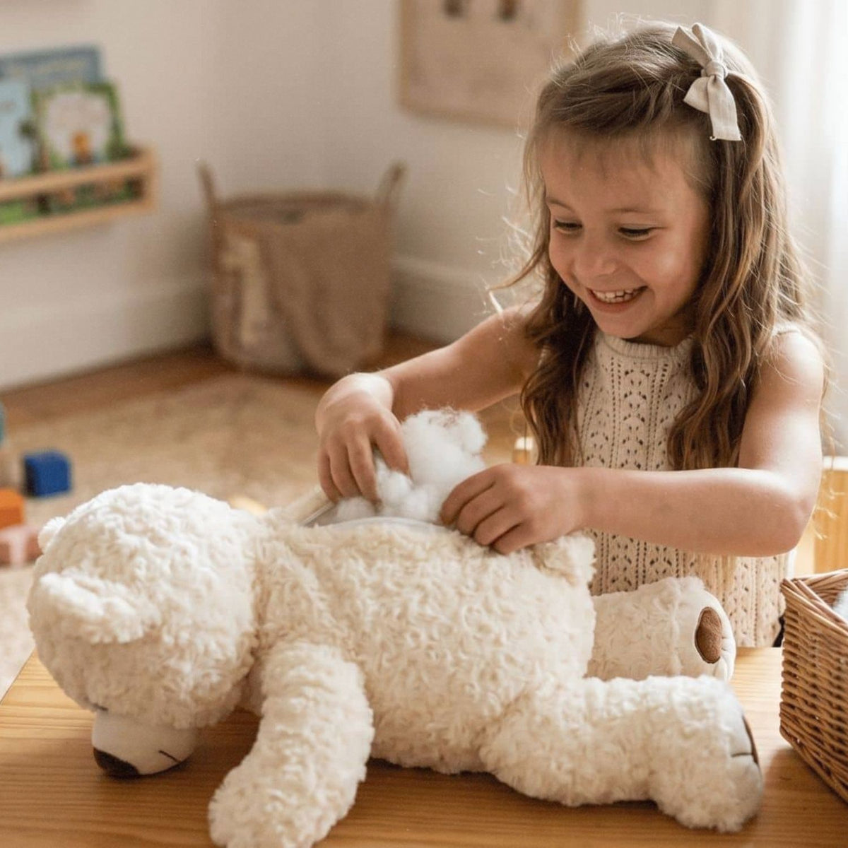 Nounours crème en peluche à personnaliser